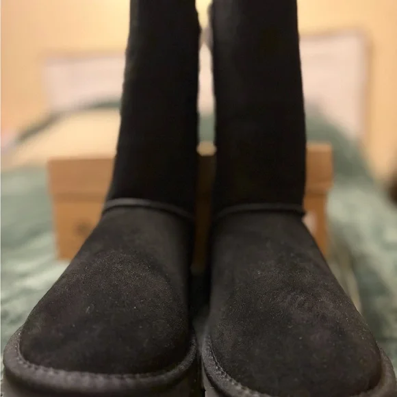 Cozy Black Winter Sweater Buckle Boots - Picture 2 of 5